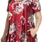 plus Size Dresses for Womens Summer Clothes Casual Floral Tops Short Sleeve T Shirt Dress Swing Sleepwear(A-Winered18 S)