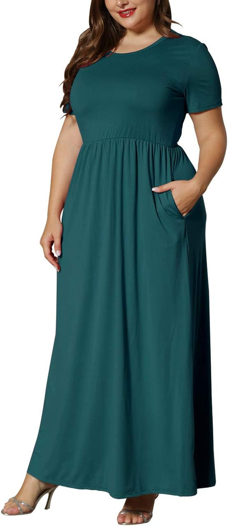 Women’S plus Size Maxi Dresses for Curvy Women Summer Casual Short Sleeve 2025 Long Dress 14W-26W