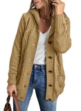 Hooded Cardigan Sweaters for Women Long Sleeve Button down Knit Sweater Coat Outwear with Pockets