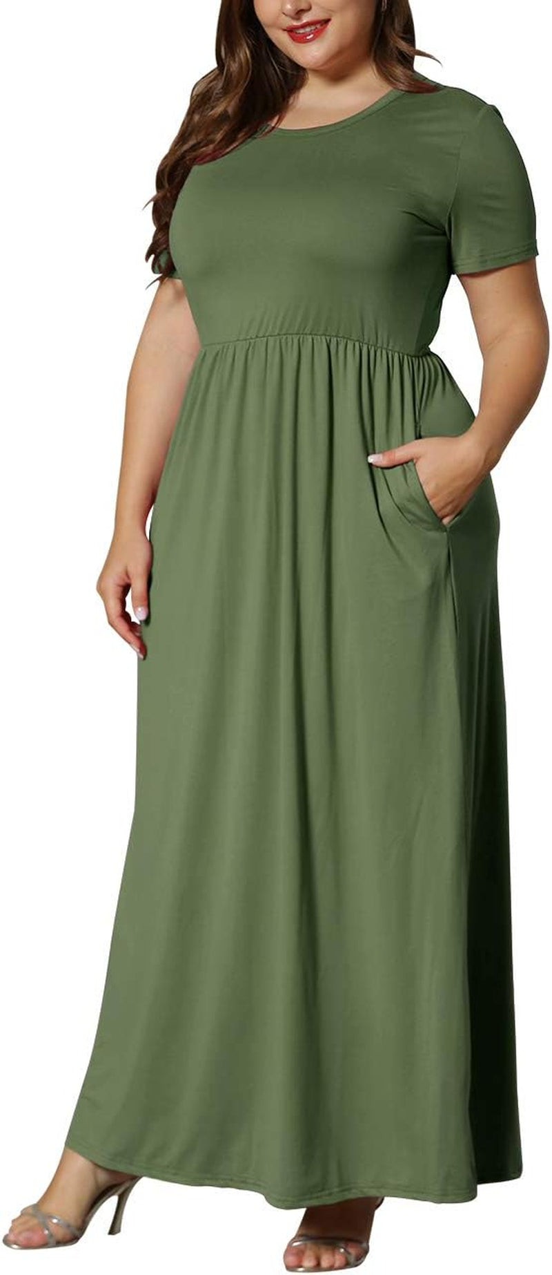Women’S plus Size Maxi Dresses for Curvy Women Summer Casual Short Sleeve 2025 Long Dress 14W-26W