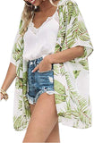 Women'S Sheer Chiffon Summer Blouse Tops Kimono Cardigan Floral Casual Loose Cover Ups Swimwear