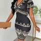 SHEIN Clasi Women'S Fashionable Print Short Sleeve V-Neck Dress