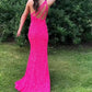 Sequin Prom Dresses Long Mermaid One Shoulder Formal Gowns Backless Evening Party Gowns with Slit