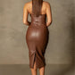 Women Sexy Strapless Tube Top Club Midi Dress off Shoulder Bodycon Party Faux Leather Dress
