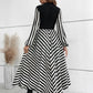 Calvaya Striped Mock Neck Lantern Sleeve Dress without Belt Maxi Women Outfit Fall Cloth for Women