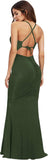 Women'S Sexy Striped Bodycon Maxi Dress Strappy Backless Summer Evening Party Dresses Dark Green X-Large