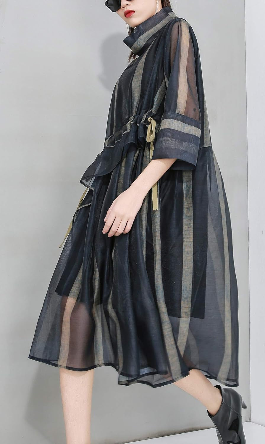 Women'S Summer Half Sleeve Tulle Dress Casual Loose Fit Organza Funky Dress GY2280