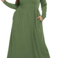 Women'S plus Size Maxi Dresses for Curvy Women Long Sleeve Casual Dress
