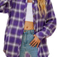 Plaid Flannel Shirts for Women Oversized Long Sleeve Button down Shirts Blouses Tops