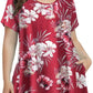 plus Size Dresses for Womens Summer Clothes Casual Floral Tops Short Sleeve T Shirt Dress Swing Sleepwear(A-Winered18 S)