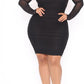 Women'S Sexy Sheer Mesh Long Sleeve Square Neck Ruched Bodycon Mini Club Dress