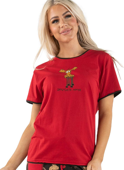 Pajamas for Women, Cute Pajama Pants and Top Separates, Chocolate, Moose, Animal (Xx-Large)