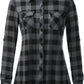 Womens Soft Stretchy Knit Plaid Shirts Roll up Long Sleeve Collared Button down Blouses Tops