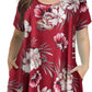 plus Size Dresses for Womens Summer Clothes Casual Floral Tops Short Sleeve T Shirt Dress Swing Sleepwear(A-Winered18 S)