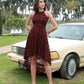Women Halter Lace Wedding Guest Dress Hi-Lo Cocktail Party Bridesmaid Formal Dresses