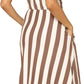 Women'S Short Sleeve Striped Casual Flowy Midi Belt Dress with Pockets