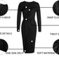 Women'S Long Sleeve Dress: Midi Casual V Neck Twist Waist Ribbed Knit Bodycon Slit Cocktail Party Dresses
