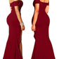 Women Sexy Off-The-Shoulder High Fork Long Formal Evening Dress Club Dresses