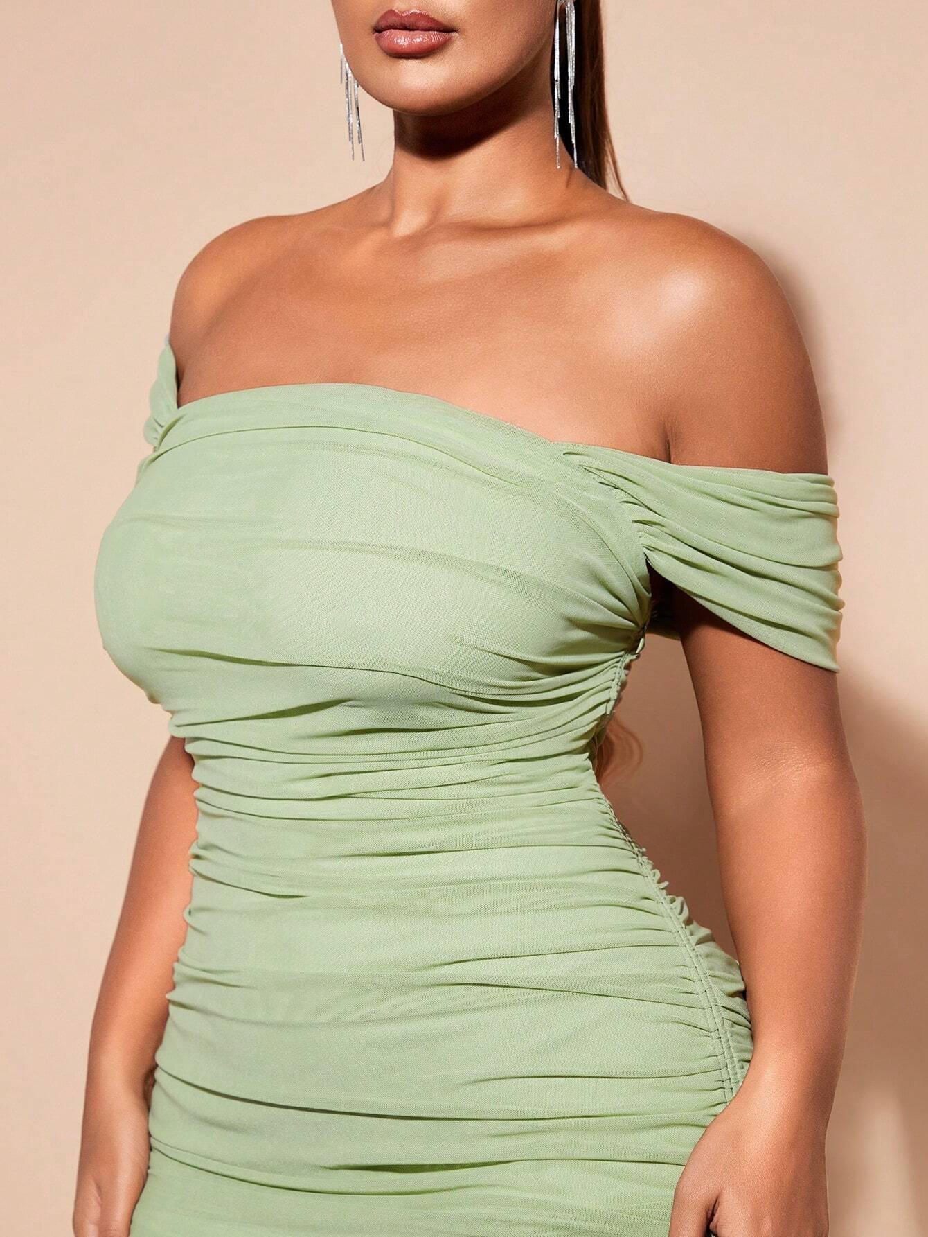 SHEIN BAE plus Size St Patrick Green Outfit Green Dress Spring Break Cheap Summer Spring Dress Pastel Dress Beach Women Dresses Long Beach Summer Dress,Birthday Dresses for Women