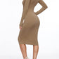 Womens Sexy Fall Knit Dress High Neck Long Sleeve Bodycon Midi Winter Dresses