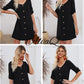 Women Summer Dresses 2024 Strappy Button V Neck Sleeveless Beach Sundress Casual Swing a Line Short Mini Dress